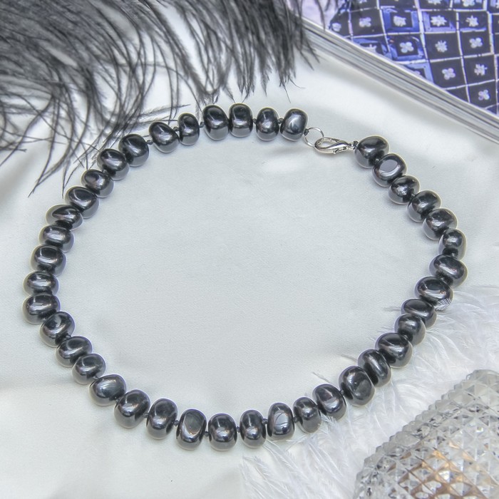 Бусы галтовка средняя "Агат чёрный", 50см