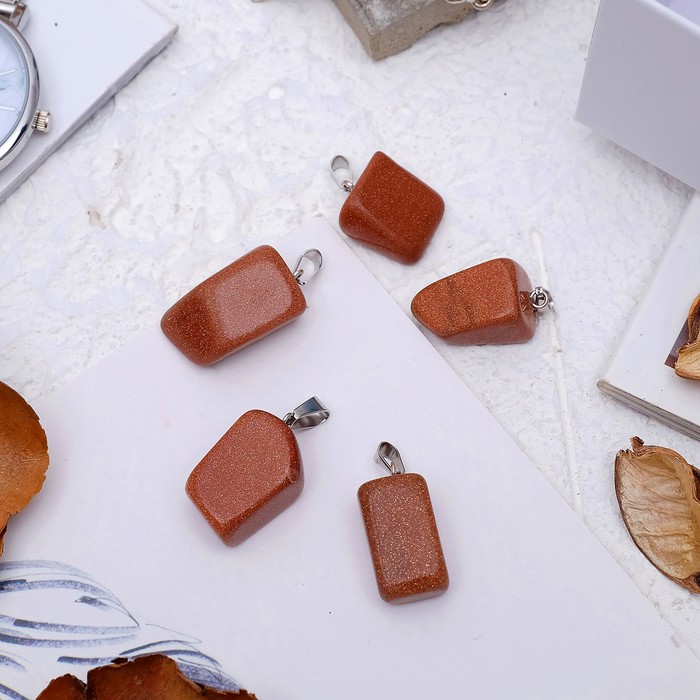 Подвеска галтовка "Авантюрин коричневый", форма МИКС, размер МИКС