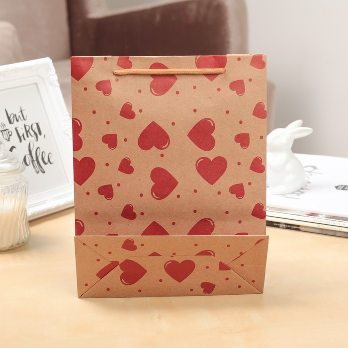 Пакет крафт "Влюбленность", 14,5 х 20,5 х 5,5 см