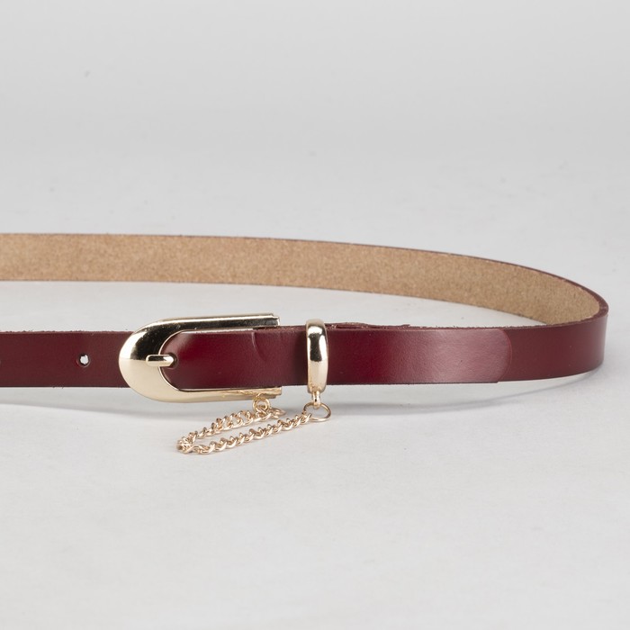 Ремень женский "Цепочка", винт, пряжка и хомут под золото, ширина 1,8см, цвет бордовый