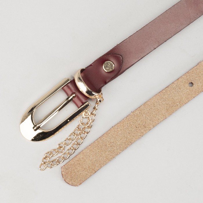Ремень женский "Цепочка", винт, пряжка и хомут под золото, ширина 1,8см, цвет бордовый