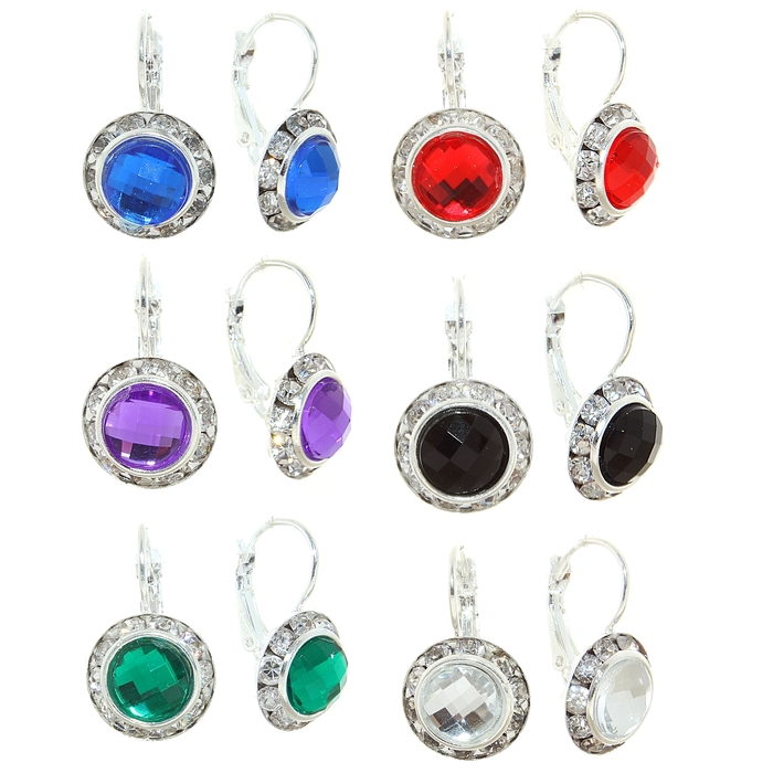 Серьги со стразами "Круг" вечеринка, цвет МИКС