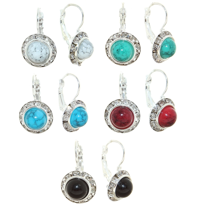 Серьги "Натурель" блеск камней, круг, цвет МИКС