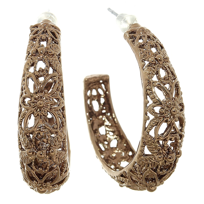 Серьги-кольца "Ажур", цвет медный, d=3,5см