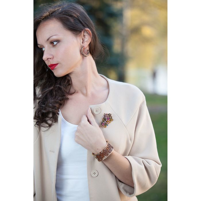 Серьги-кольца "Ажур", цвет медный, d=3,5см