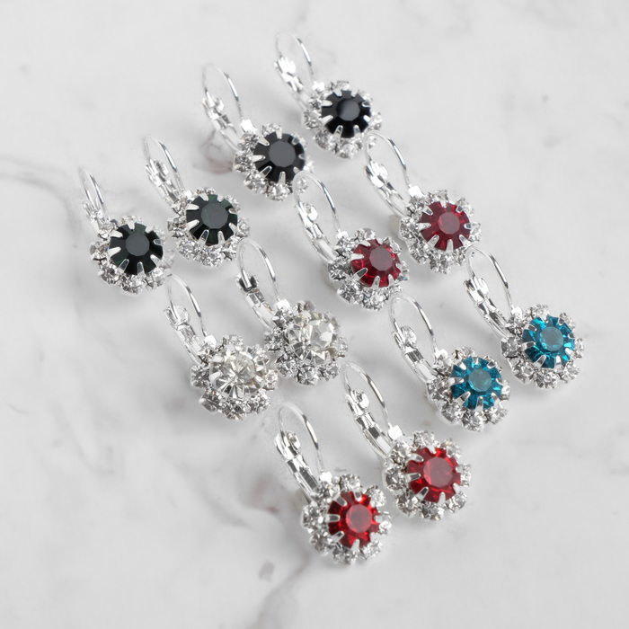 Серьги со стразами "Круг" вечеринка, цвет МИКС