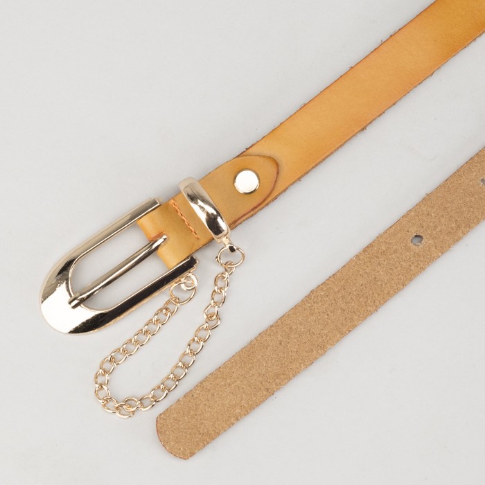 Ремень женский "Цепочка", винт, пряжка и хомут под золото, ширина 1,8см, цвет рыжий