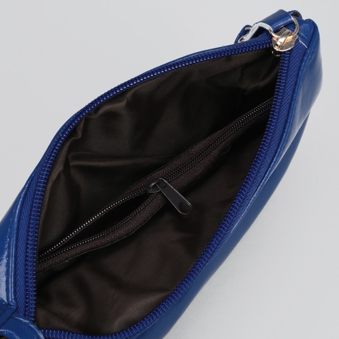 Клатч женский "Элегантность", 1 отдел с перегородкой, наружный карман, ручка, длинный ремень, цвет синий