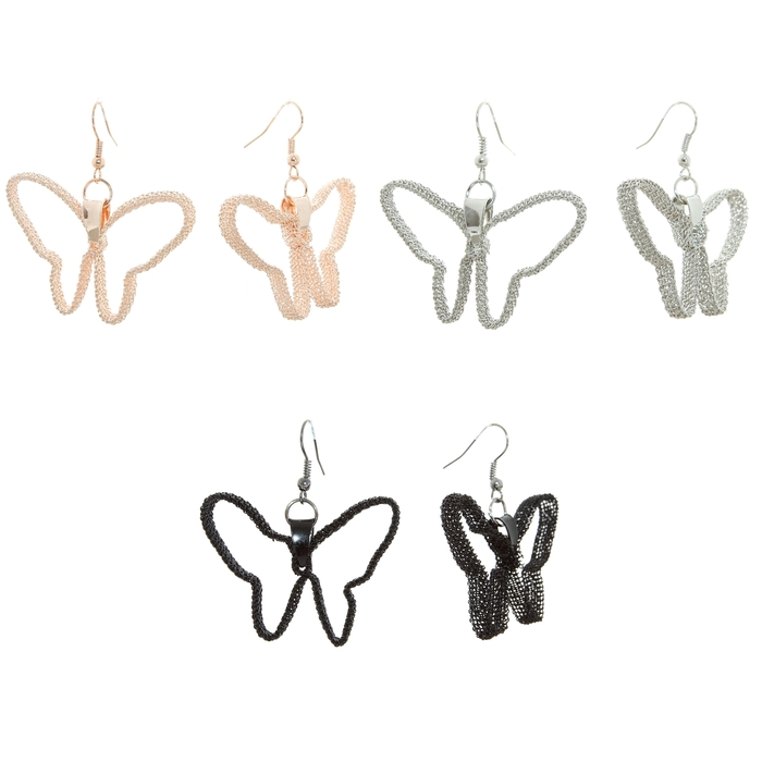 Серьги металл "Бабочки воздушные", цвет МИКС