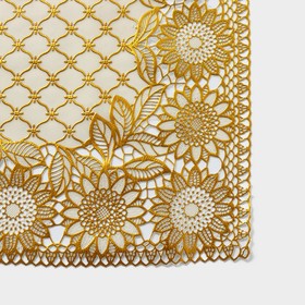 Салфетка ажурная ПВХ «Подсолнухи», 45×30 см, цвет золото от Сима-ленд