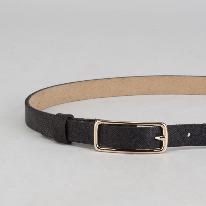 Ремень женский "Ребристый", винт и пряжка под золото, ширина 2см, цвет чёрный