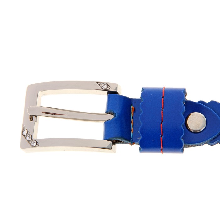 Ремень женский "Волна", винт, пряжка - металл, ширина 1,5см, цвет синий