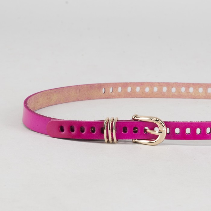 Ремень женский "Перфорация", винт, пряжка и хомут под золото, ширина 1,5см, цвет малиновый