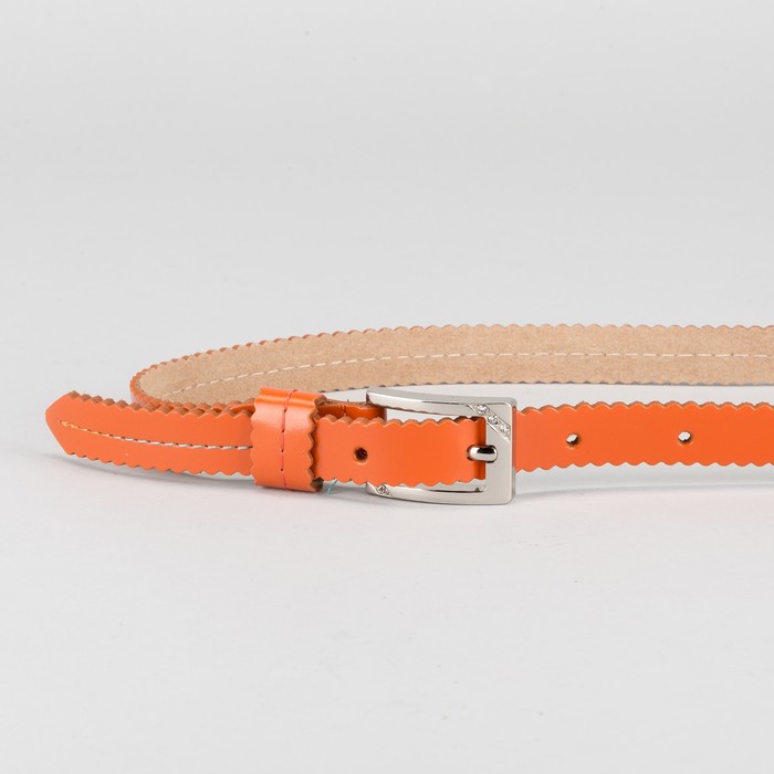 Ремень женский "Волна", винт, пряжка - металл, ширина 1,5см, цвет оранжевый