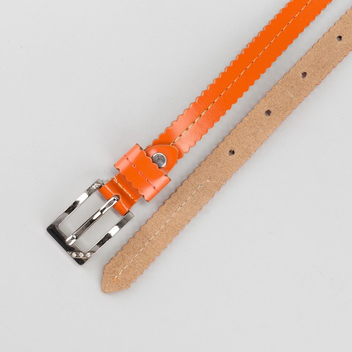 Ремень женский "Волна", винт, пряжка - металл, ширина 1,5см, цвет оранжевый