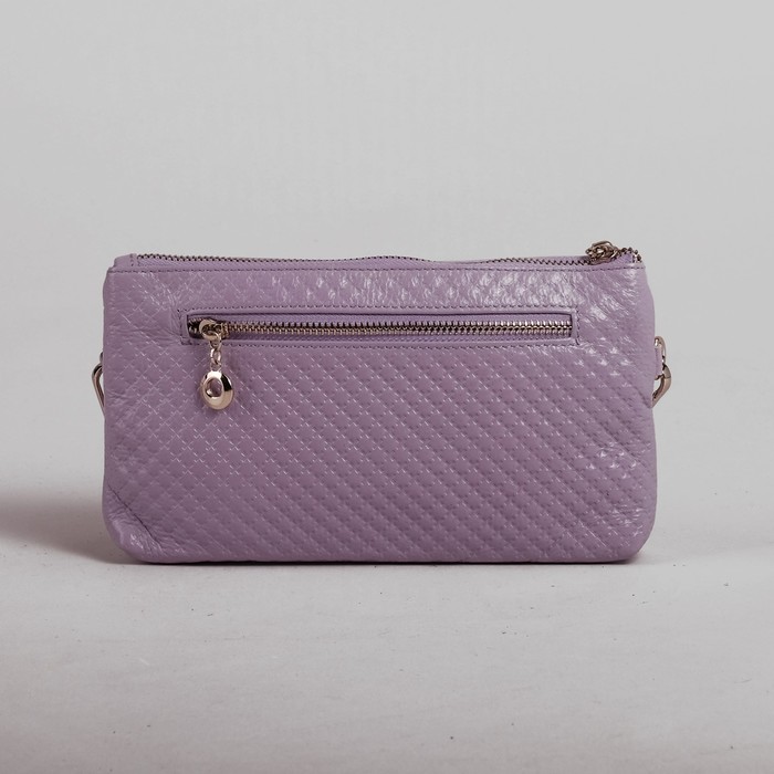 Клатч "Ремешок", 1 отдел с перегородкой, наружный карман, ручка, длинный ремень, цвет сиреневый