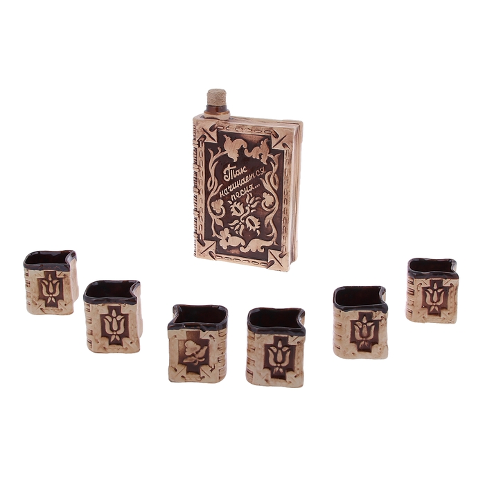 Штоф с рюмками "Книга русская" 7 предметов, 0,75 л/ 0,1 л