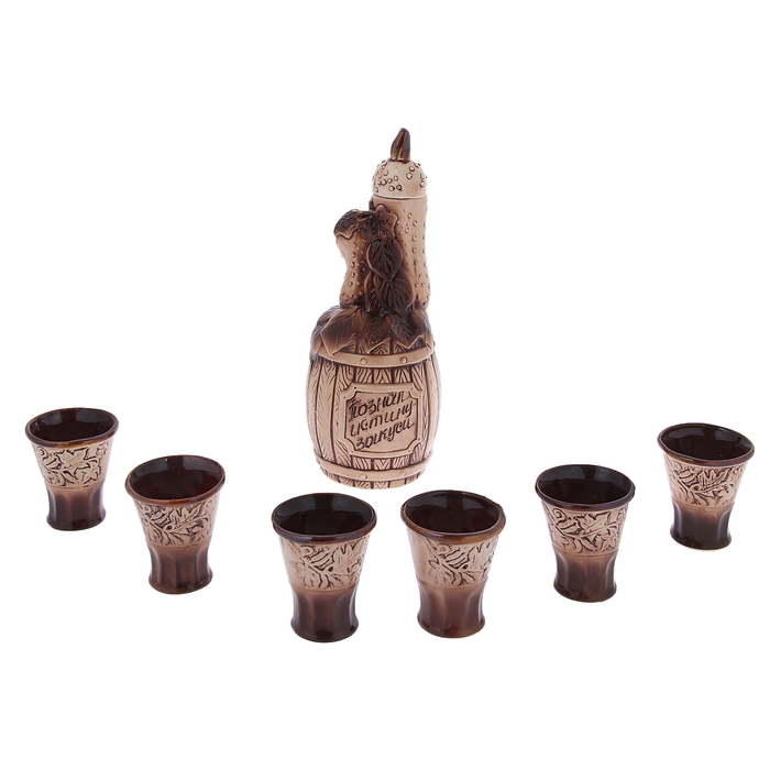 Штоф с рюмками "Домашний" 7 предметов, 0,75 л/ 0,1 л