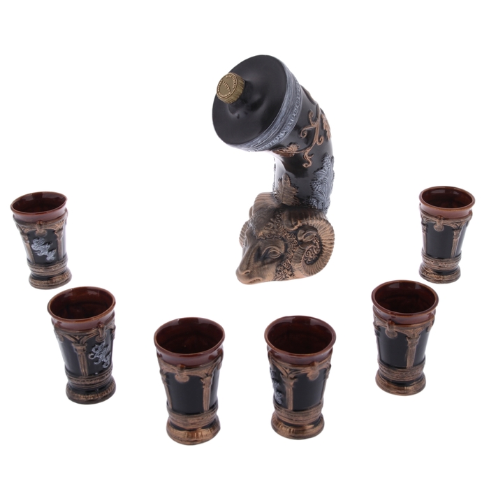 Штоф с рюмками "Баран" бронза, 7 предметов, 0,7 л