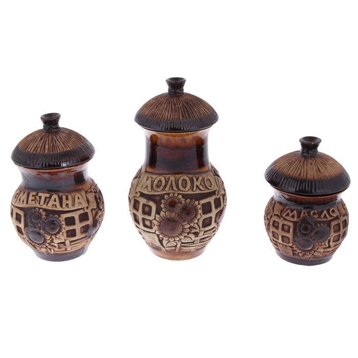 Молочный набор "Бабушкин" З предмета, 0,75/0,5/0,35 л
