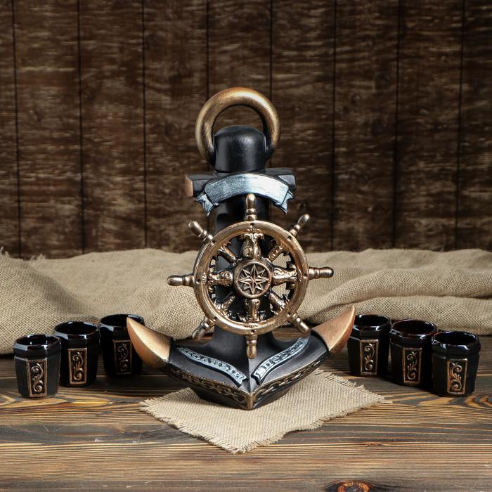 Штоф с рюмками "Якорь" бронза, 7 предметов, 0,7 л