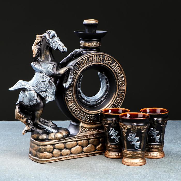 Штоф-подсвечник с рюмками "Конь" 4 предмета, 0,7 л
