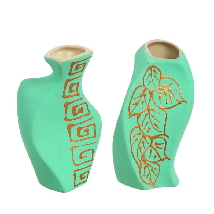 Ваза "Волна" малая, глянец, зелёная, микс