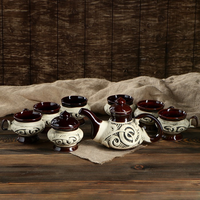 Чайный набор "Аладдин" 8 предметов: чайник 1,5 л, сахарница 0,7 л, кружки 0,45 л