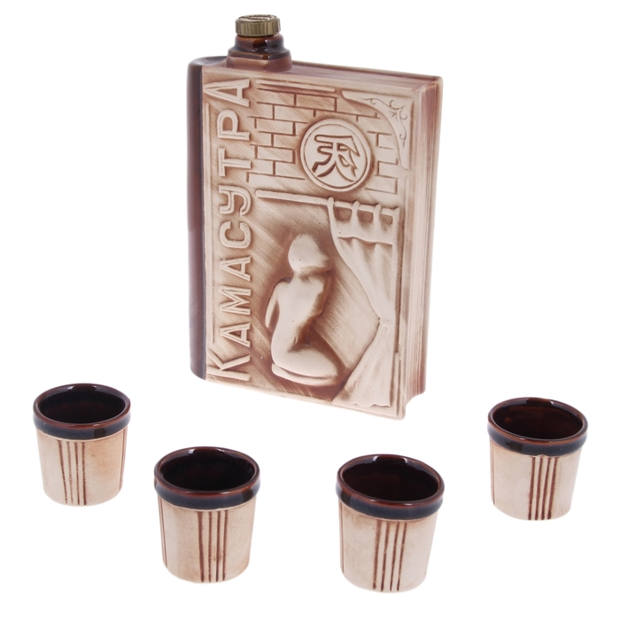 Штоф с рюмками "Камасутра" шамот, 5 предметов, 0,7 л