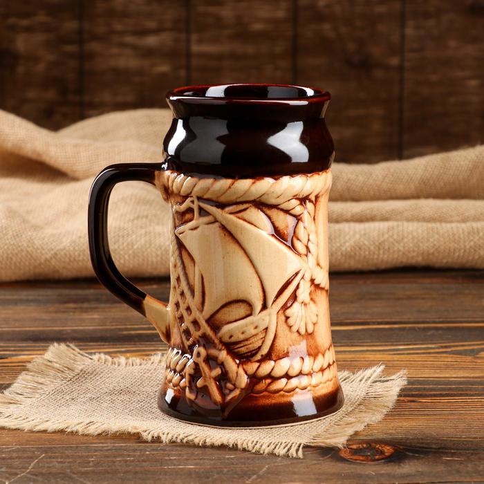 Кружка для пива "Парус" 0,9 л, микс