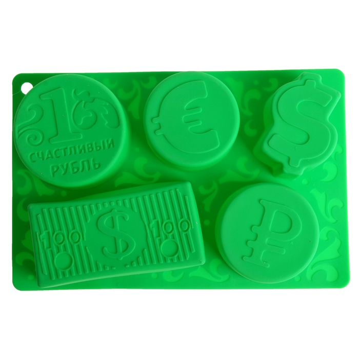 Форма для выпечки "Счастливый рубль", зеленый, 27 х 17,5 см, глубина 4,3 см
