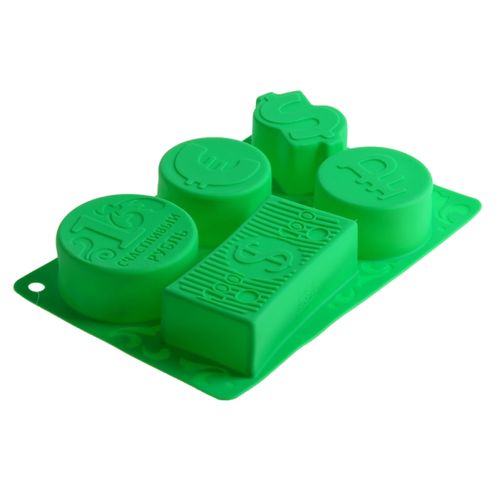 Форма для выпечки "Счастливый рубль", зеленый, 27 х 17,5 см, глубина 4,3 см