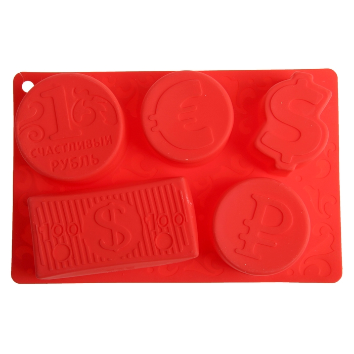 Форма для выпечки "Счастливый рубль", красный, 27 х 17,5 см, глубина 4,3 см