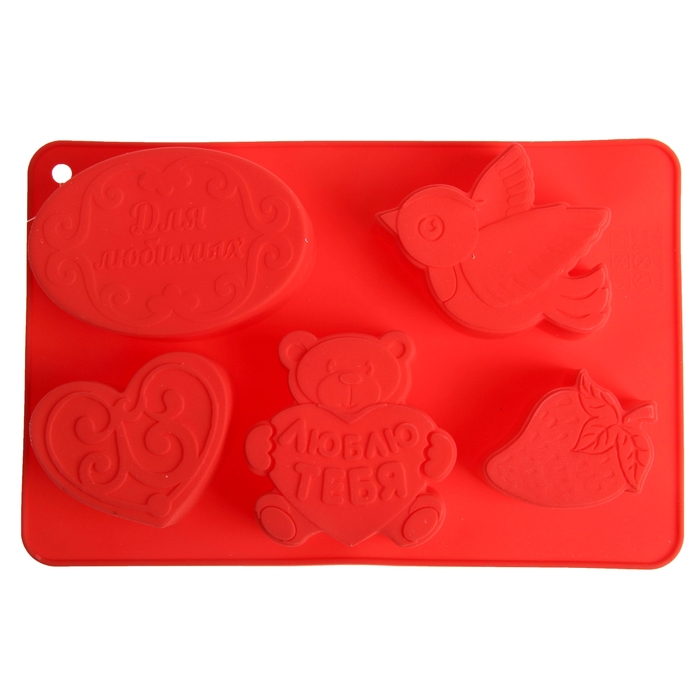 Форма для выпечки "Для любимых", красный, 27 х 17,5 см, глубина 4,3 см