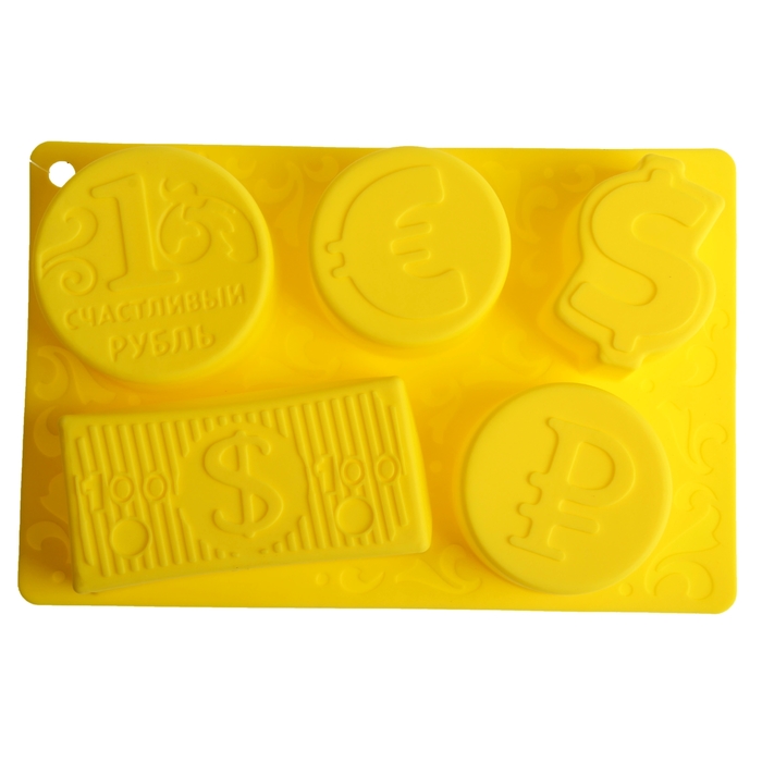 Форма для выпечки "Счастливый рубль", желтый, 27 х 17,5 см, глубина 4,3 см