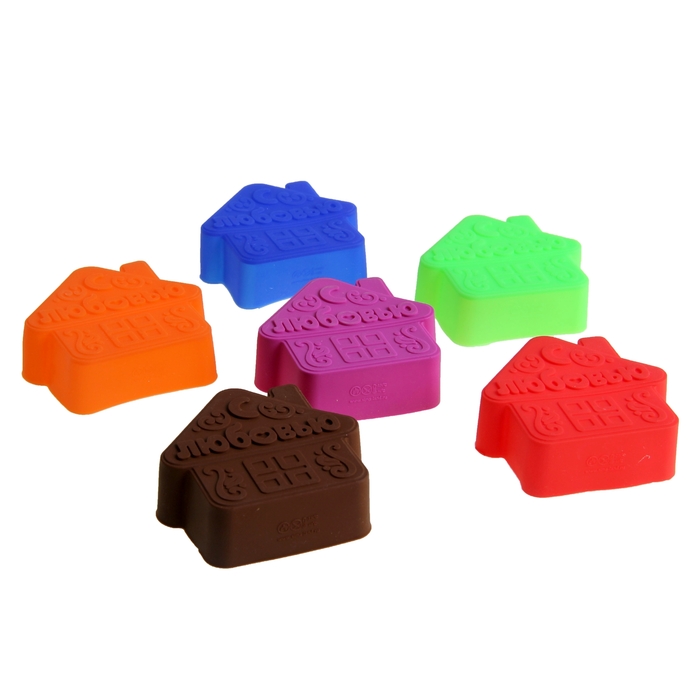 Набор форм для запекания 6 шт. "С любовью", микс цветов, 7 см, глубина 2,2 см