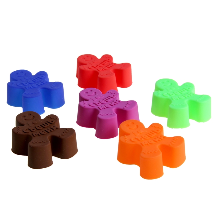 Набор форм для запекания 6 шт. "Съешь меня", микс цветов, 7 см, глубина 2,3 см