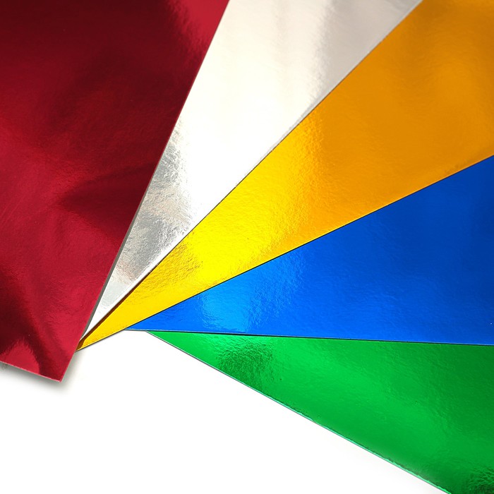 Картон цветной формат А4 5 листов 5 цветов Металлизированный в папке плотность 250г/м