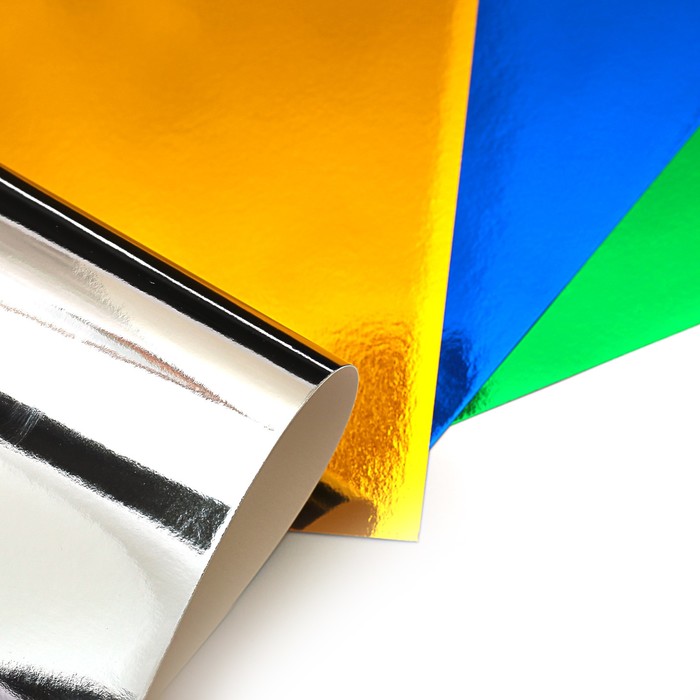 Картон цветной формат А4 5 листов 5 цветов Металлизированный в папке плотность 250г/м