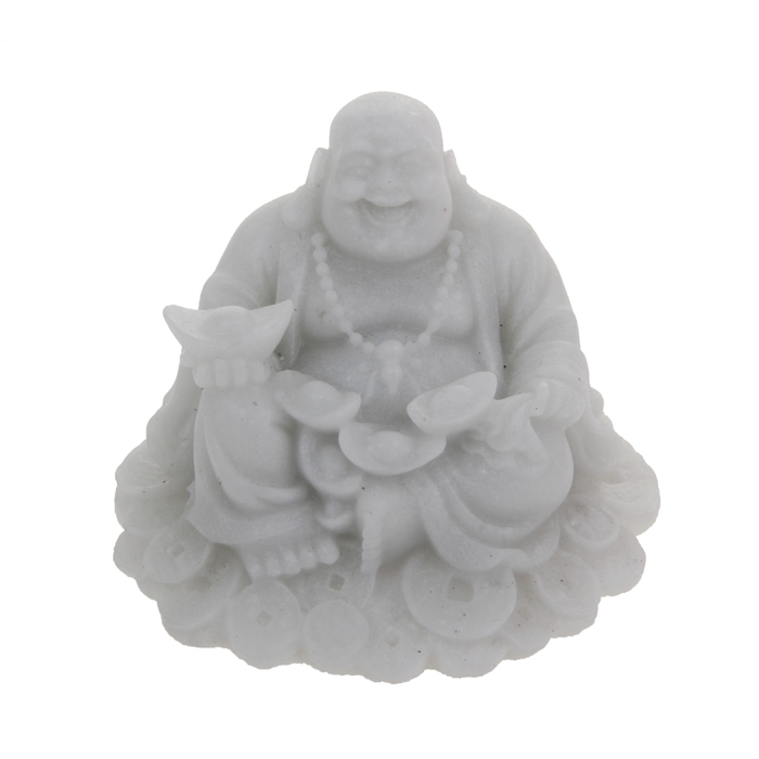 Нэцкэ под камень "Хотей со слитками на монетах и с мешком богатства"