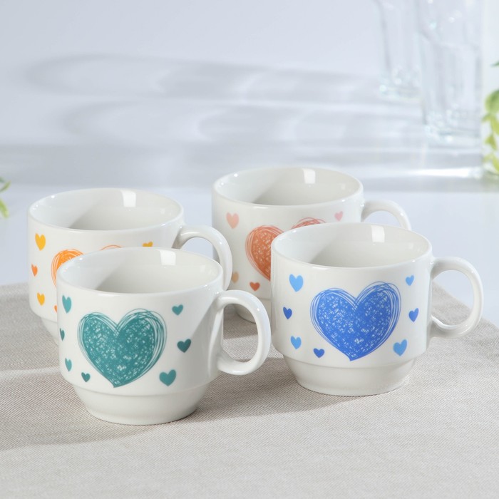 Набор кружек 180 мл My Love, 4 шт, на подставке