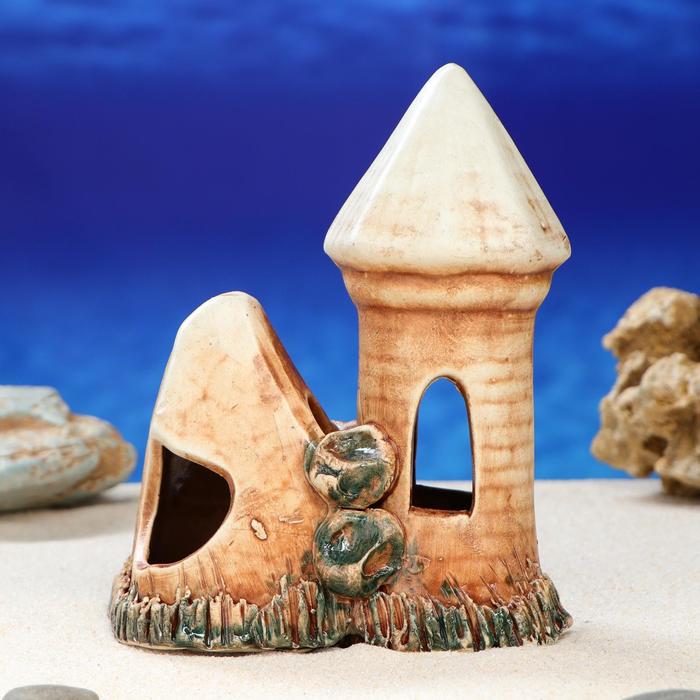 Декорации для аквариума "Замок со скалой" большой, микс