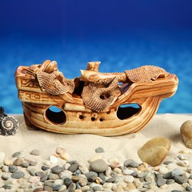 

Декорация для аквариума "Корабль средний", 8 х 24 х 11 см, микс