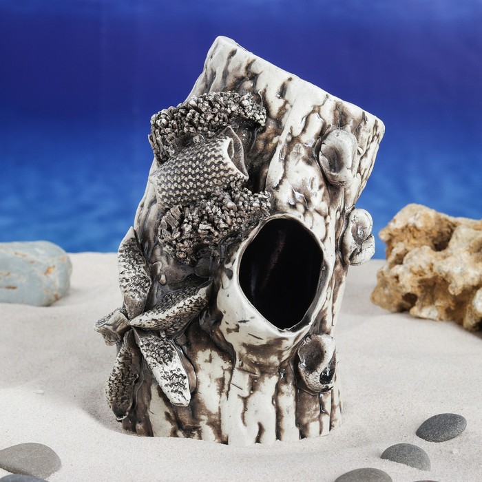 Декорации для аквариума "Полено" среднее, микс