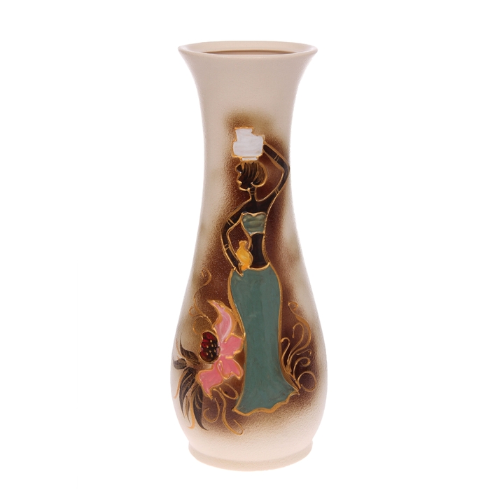 Ваза напольная "Осень" девушка, ангоб