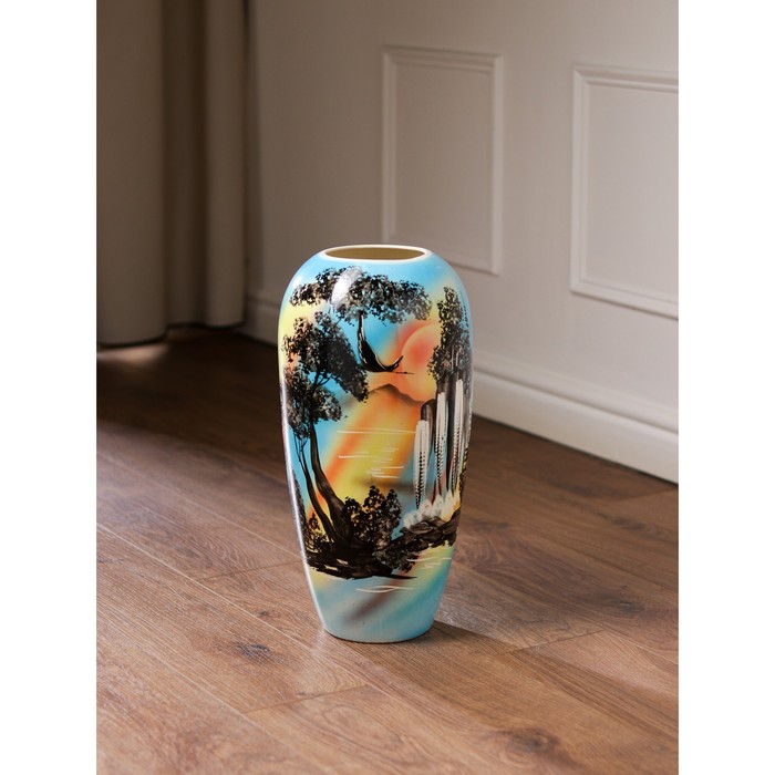 Ваза "Аурика" природа, глазурь, радуга оранжево-голубая