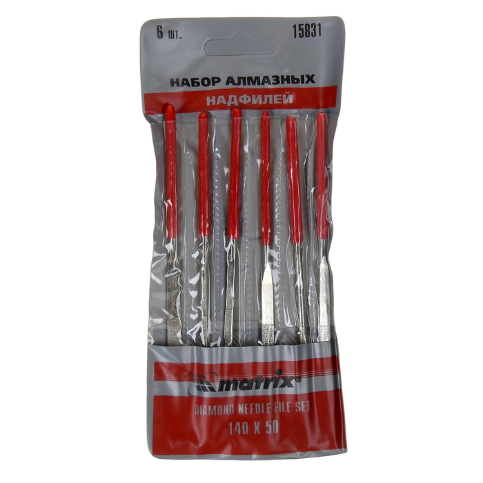 Набор надфилей алмазных MATRIX, 6 шт, 140 х 50 х 3