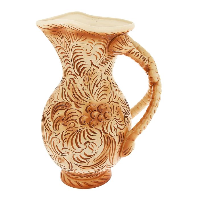 Ваза напольная "Кувшин" резная, коричневая