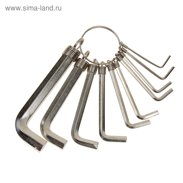 Набор ключей имбусовых Sparta, 1.5–10 мм, 10 шт, никелированный, на кольце набор имбусовых ключей sparta hex 112665 1 5 10 мм 10 шт