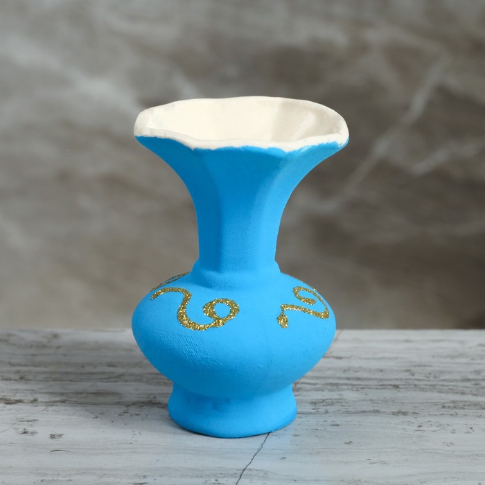 Ваза "Клаксон" малая, узор, акрил, голубая